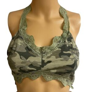 POL camouflage bralette, v neck, lace straps, size various